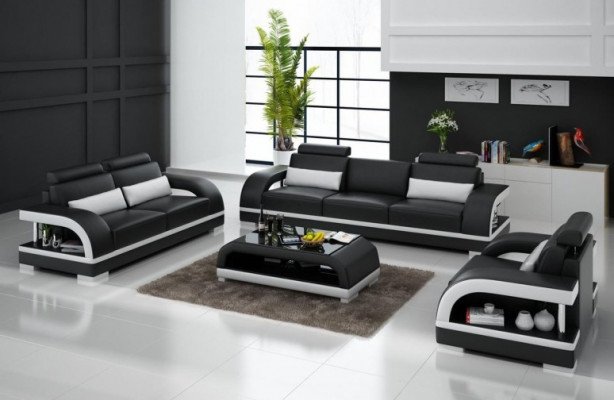 Designer bankstel leren bankstel set 3+2+1 set bank bank nieuw citadel Wit