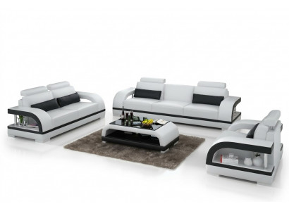 Designer bankstel leren bankstel set 3+2+1 set bank bank nieuw citadel Wit