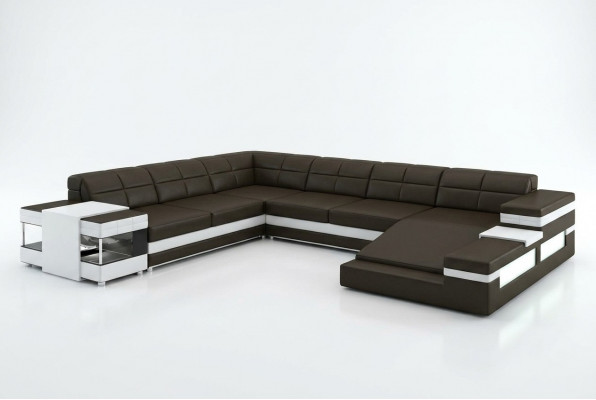 Ledersofa Bank Bank Bekleding Hoek Woonlandschap Hoekbank Ontwerp Leer PH3006 Nieuw