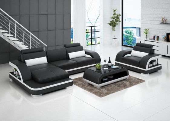 Leren bank Bankstel Woonlandschap Hoekbank + fauteuil Modern bankstel G8011E
