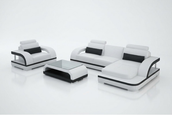 Leren bank Bankstel Woonlandschap Hoekbank + fauteuil Modern bankstel G8011E