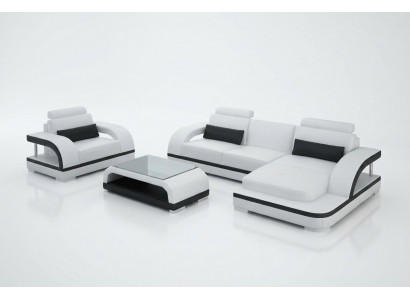Leren bank Bankstel Woonlandschap Hoekbank + fauteuil Modern bankstel G8011E