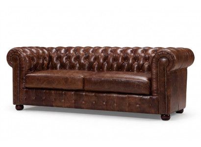 Chesterfield Sofa Bank Polster 3-Zits Set Leder Textiel Bankstellen Nieuw