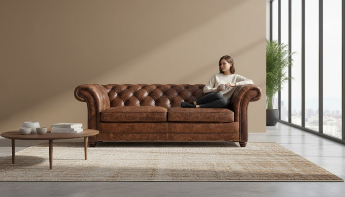 Chesterfield 100% Echt Leer Leren bank Bank Bank Bekleding Klassieke Banken