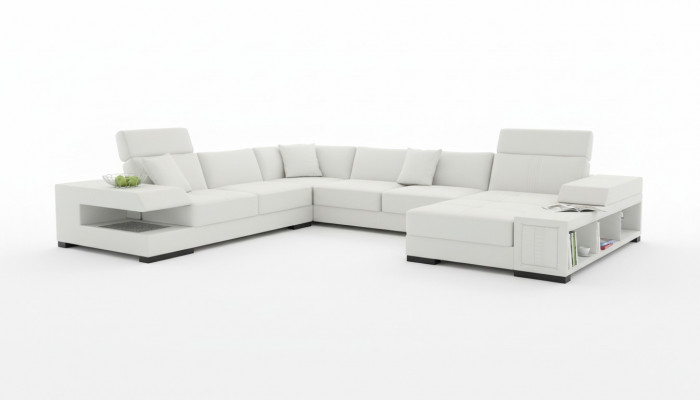 Sneeuwwit design hoekbank in U-vorm voor een luxueuze woonomgeving.