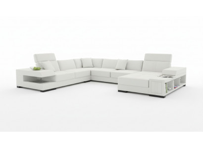 Sneeuwwit design hoekbank in U-vorm voor een luxueuze woonomgeving.