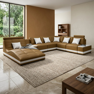 Designersofa Hoekbank Woonlandschap Ronde Bank Leren Bank Bank U-vorm NiddaA