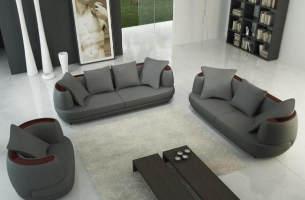 Sofa set Royal Luxe Designerbank bekleding 3+2+1 leer Bank Zitbank BeigeA