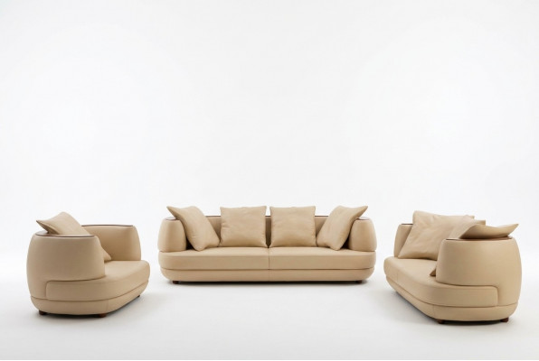 Sofa set Royal Luxe Designerbank bekleding 3+2+1 leer Bank Zitbank BeigeA