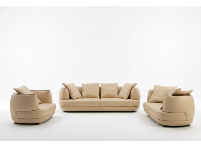 Sofa set Royal Luxe Designerbank bekleding 3+2+1 leer Bank Zitbank BeigeA