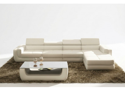 Hoekbank leren bank woonlandschap L-vorm bank bank bekleding zit hoek Tettau wit