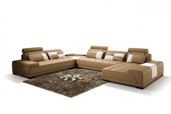 Ledersofa Bank Bekleding Stoel Hoek Woonlandschap Bank Hoekbank PH376 Beige