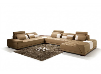 Ledersofa Bank Bekleding Stoel Hoek Woonlandschap Bank Hoekbank PH376 Beige