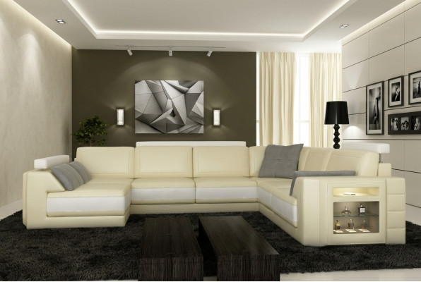 Designersofa Hoekbank Bank Leren bank Bekleding Stoel Hoekstel + Licht PHM3027