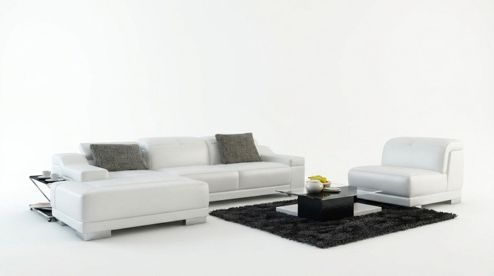 Ledersofa Bank Bank Woonlandschap Hoekbank Hoek Set Ontwerp + Fauteuil K5002D
