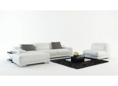Ledersofa Bank Bank Woonlandschap Hoekbank Hoek Set Ontwerp + Fauteuil K5002D