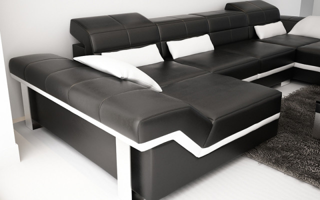 Leren bank Bank Bank Woonlandschap Hoekbank Set Ontwerp Modern Bankstel K5007C