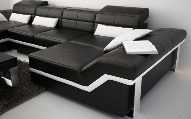 Leren bank Bank Bank Woonlandschap Hoekbank Set Ontwerp Modern Bankstel K5007C