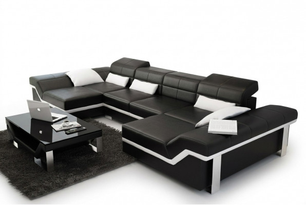 Leren bank Bank Bank Woonlandschap Hoekbank Set Ontwerp Modern Bankstel K5007C
