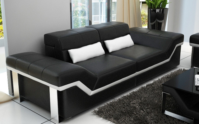 Leren bank Bank Bank Woonlandschap 3+3 set Design Modern Banken Nieuw