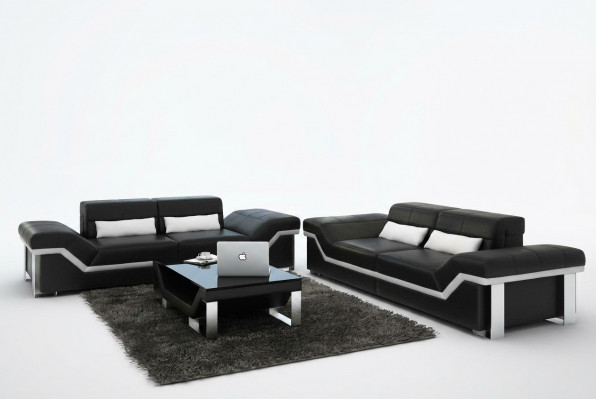 Leren bank Bank Bank Woonlandschap 3+3 set Design Modern Banken Nieuw