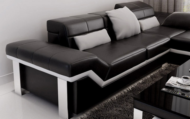 Leren bank Bank Bank Woonlandschap Hoekbankstel Set Decor Modern Ontwerp