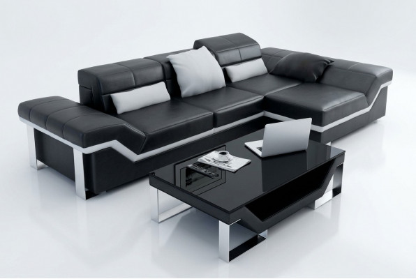 Leren bank Bank Bank Woonlandschap Hoekbankstel Set Decor Modern Ontwerp