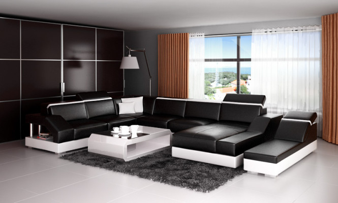Lederen bank Bank Bank Woongebied Hoekbank Set Ontwerp Modern Bank K5011