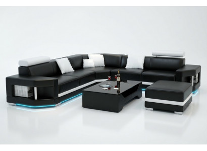 Lederen bank Bank Moderne bank Woonlandschap Hoekbank Set Decor Ontwerp