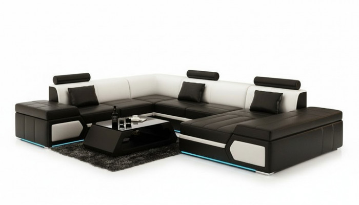 Ledersofa Bank Bank Woonlandschap Hoekbank Set Modern Design Bankstel K5013