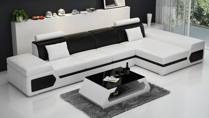 Leren bank Moderne bank Bank Woongebied Hoekbank Set Decor Ontwerp