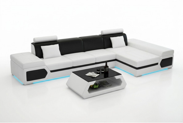 Leren bank Moderne bank Bank Woongebied Hoekbank Set Decor Ontwerp
