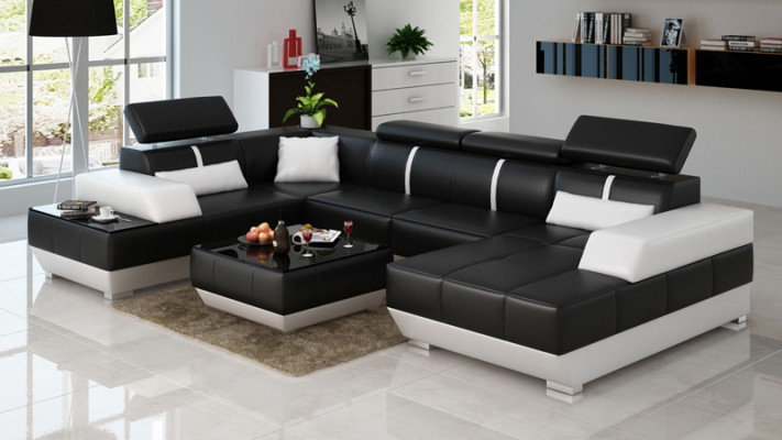 Ledersofa Bank Bank Woonlandschap Hoekbank Garnituur Ontwerp Modern Bank K5015