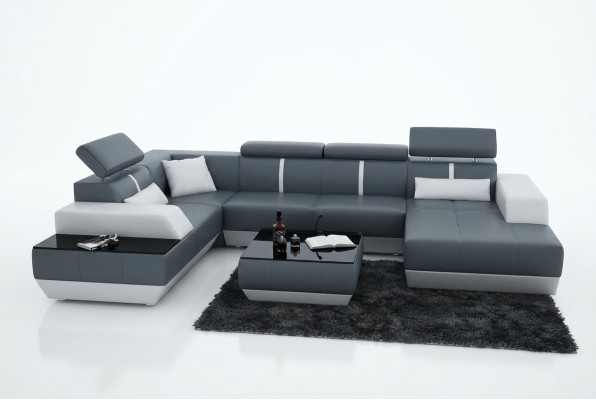 Ledersofa Bank Bank Woonlandschap Hoekbank Garnituur Ontwerp Modern Bank K5015