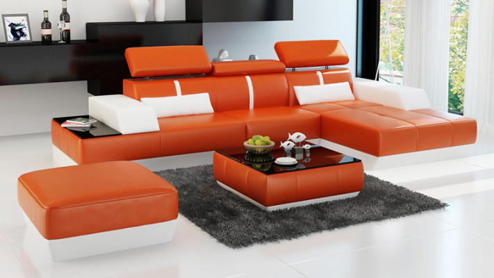 Moderne leren bank bankstel design woonlandschaps hoekbank set decor
