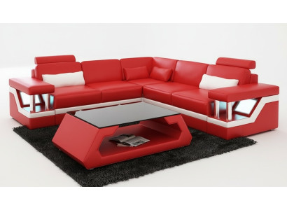 Leren bank Bank Woonlandschap Hoek Modern Decor Hoekbank Design Set