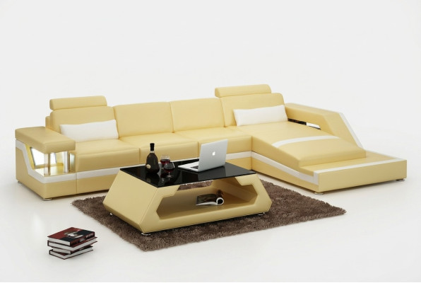 Leren bank Bank Moderne woonlandschaps hoekdecor Ecksofa design set