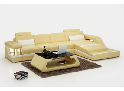 Leren bank Bank Moderne woonlandschaps hoekdecor Ecksofa design set
