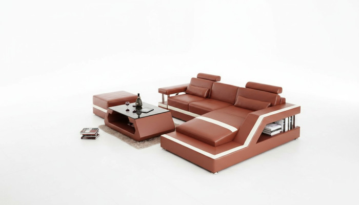 Leren bank Moderne bank Woonlandschap Hoekdecor Hoekbank Designset