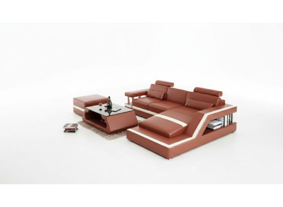 Leren bank Moderne bank Woonlandschap Hoekdecor Hoekbank Designset
