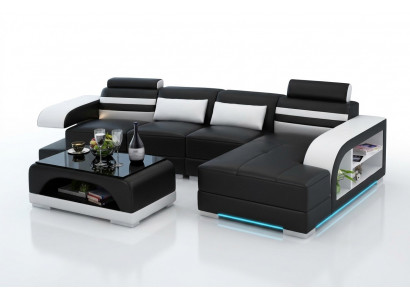 Lederen bank Bank Woonlandschap Hoekbank Hoekstel Modern ontwerp bankstel G8033C