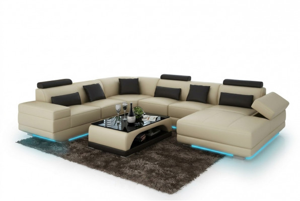 Leren bank Bank woonlandschap Hoekbank Hoekstel modern design Sofa