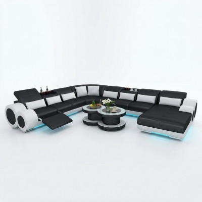 Leren bank bank woonlandschap hoekbank hoekbank set ontwerp modern bankstel