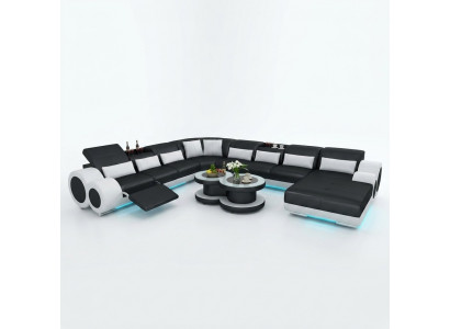 Leren bank bank woonlandschap hoekbank hoekbank set ontwerp modern bankstel