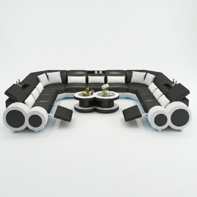 Leren bank Bank Woonlandschap Hoekbank Hoekstel Design Modern Bank G8035B