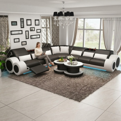 Lederen bank Bank Woonlandschap Hoekbank Hoek Opstelling Ontwerp Modern Bankstel G8035C