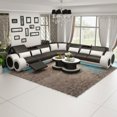 Lederen bank Bank Woonlandschap Hoekbank Hoek Opstelling Ontwerp Modern Bankstel G8035C