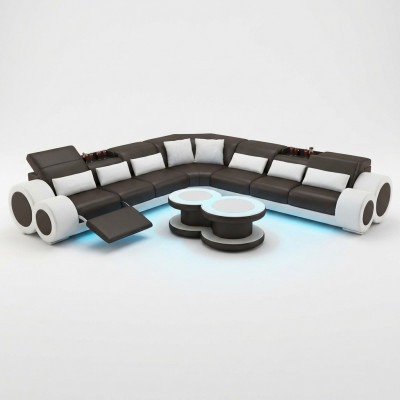 Lederen bank Bank Woonlandschap Hoekbank Hoek Opstelling Ontwerp Modern Bankstel G8035C