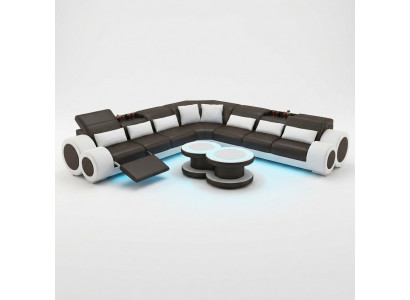 Lederen bank Bank Woonlandschap Hoekbank Hoek Opstelling Ontwerp Modern Bankstel G8035C