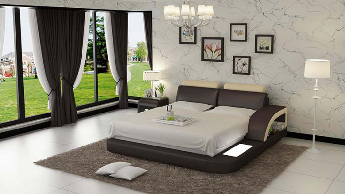 Luxe bedverlichting, leren bedden, sofa, grote huwelijksdekking 140/160/180 cm